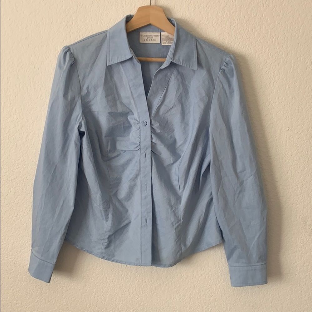 Worthington petite light blue button down-12P
